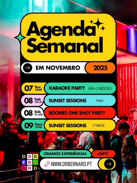 O som das ondas mistura-se com a música ao vivo — e o resultado? Fins de tarde que não dá vontade de ir embora. 🌞✨
Depois do almoço, a seguir ao surf, no jantar, ou naquele brinde que acaba em gargalhadas, o pôr do sol é sempre o ponto de encontro.

Das 18h às 21h, o céu faz o show, a comida surpreende e os cocktails fazem o resto.
E no sábado, esticamos até às 2h da manhã — porque ninguém quer que o dia acabe.

📅 Line-up da semana:
07 NOV / SEX 🪭 Karaoke Party — 18h — @kika_cardoso_official

08 NOV / SÁB 🌴 Sunset Sessions — 18h > 21h — @imdjpam 

08 NOV / SÁB 🍻 BOOBIES ONE SHOT PARTY — 21h30 > 02h00 — @boobiesboa 🎟️ link na bio

09 NOV / DOM 🪩 DJ Sunset Sessions — 18h > 21h — @messiontheblock 

Na praia, faça fresquinho ou faça sol, tudo sabe melhor — o riso, o som, o instante.
💛 Boa vibe garantida.